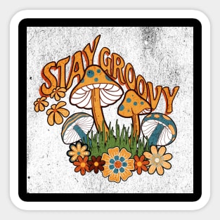 Stay Groovy 60s - Retro Mushrooms & Flowers Sticker